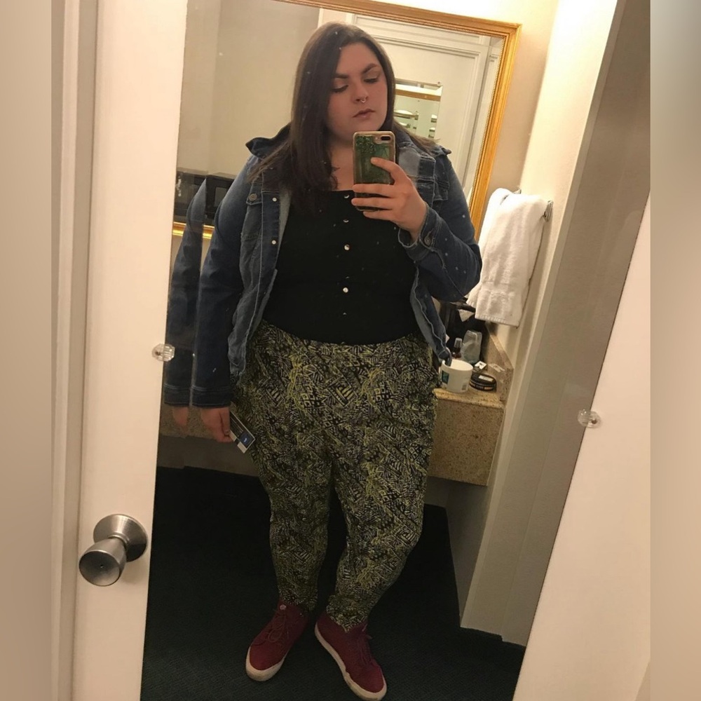 Lime green parachute pants (big pockets!)